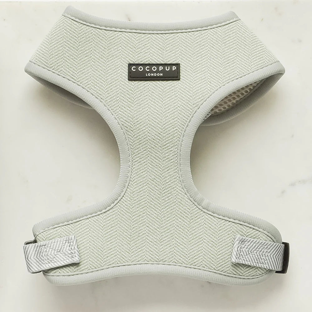 Cocopup London Adjustable Neck Harness Sage Tweed Ships from Australia
