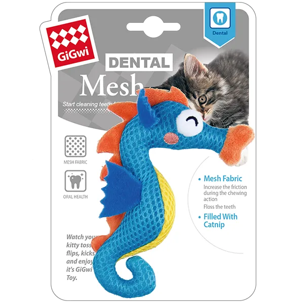 GiGwi Oral Hygiene Mesh Catnip Seahorse Ships from Australia