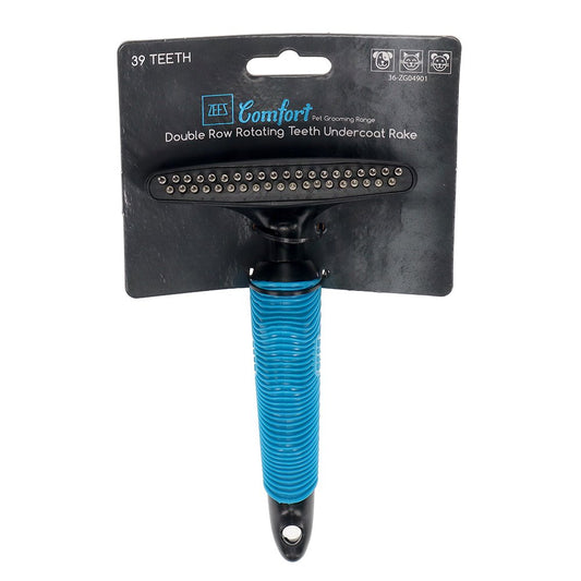 ZeeZ Comfort Double Row Rotating Teeth Undercoat Rake AU Owned