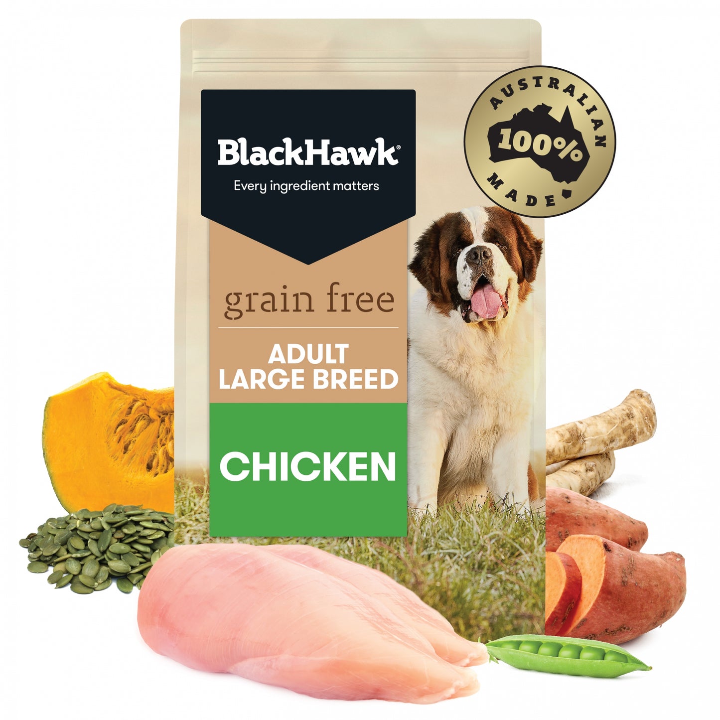 Black Hawk Adult Dog Large Breed GRAIN FREE Chicken Ships from Australia