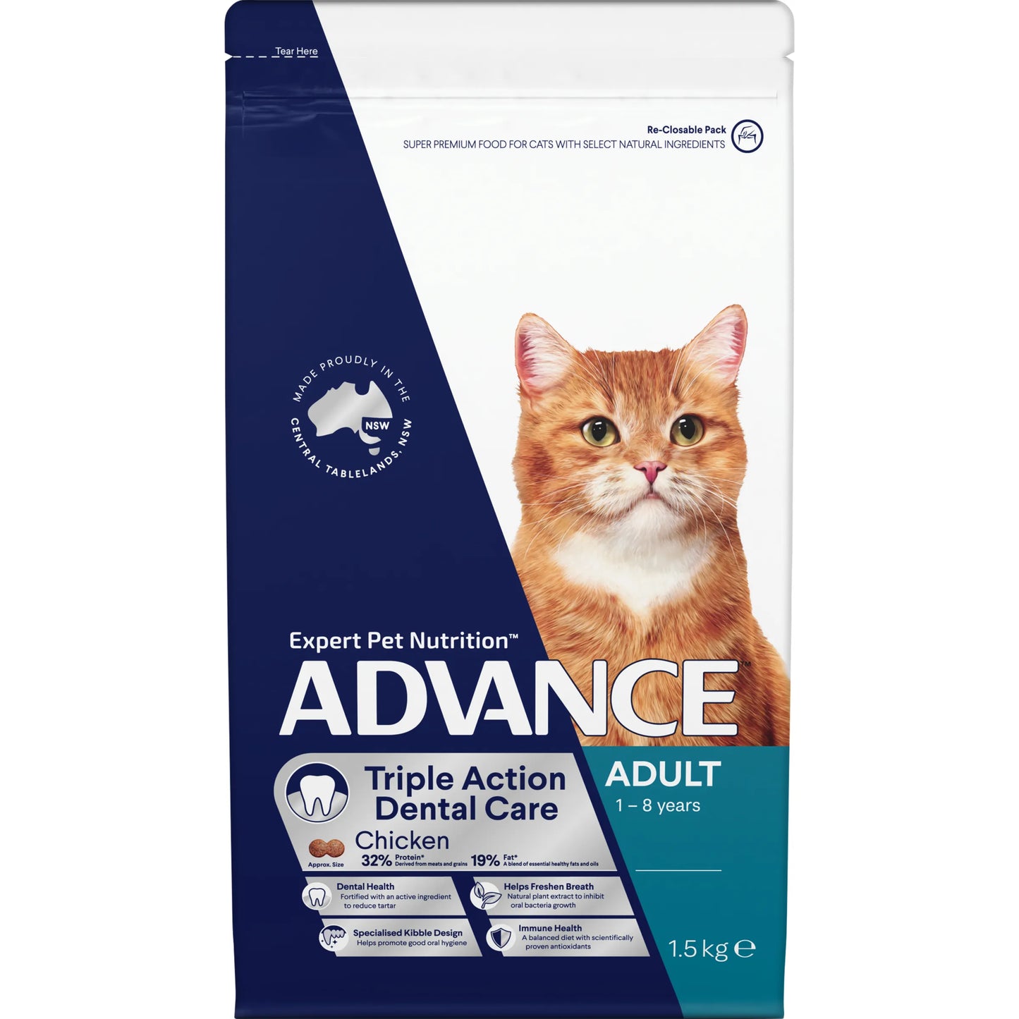 Advance Adult Cat Oral Support Chicken & Rice Food 1.5kg Ships from Australia