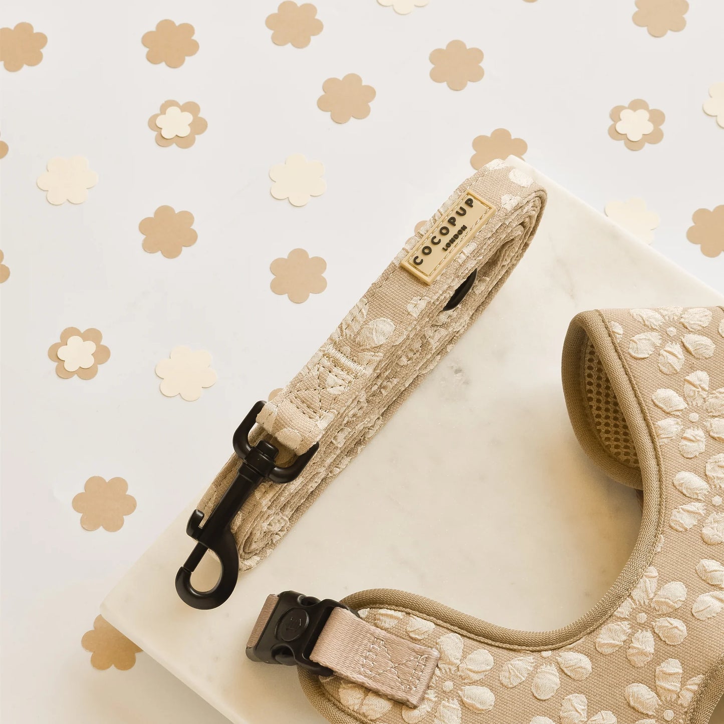 Cocopup London LUXE Dog Lead Mocha Flower Ships from Australia