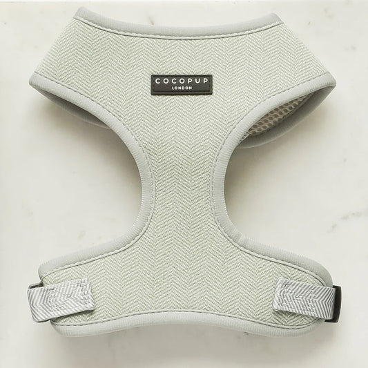 Cocopup London Adjustable Neck Harness Sage Tweed Ships from Australia