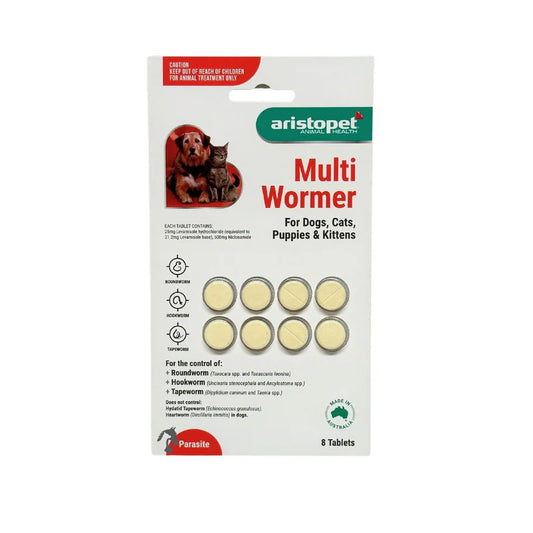 Aristopet - Multi Wormer for Dogs, Cats, Puppies & Kittens - 8 Tablets