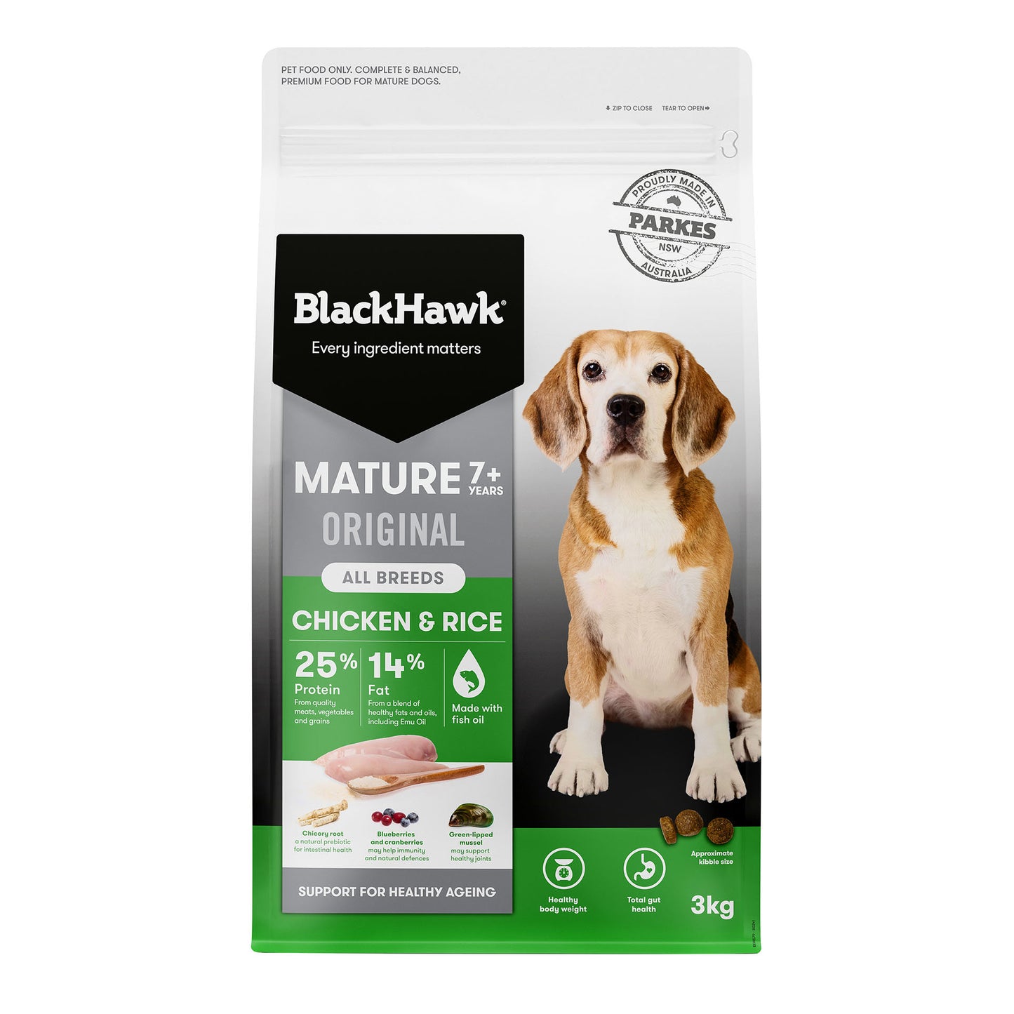 Black Hawk Mature Dog 7+ Chicken & Rice Ships from Australia