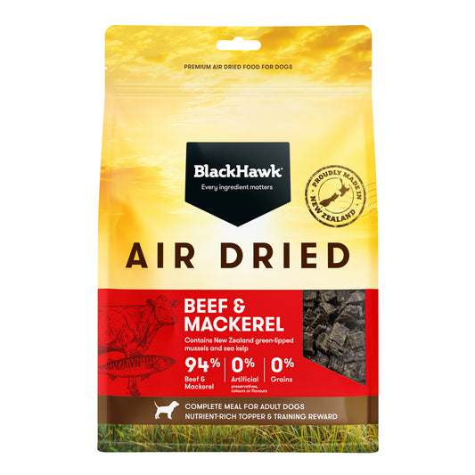 Black Hawk Adult Dog Air Dried Beef & Mackerel Ships from Australia