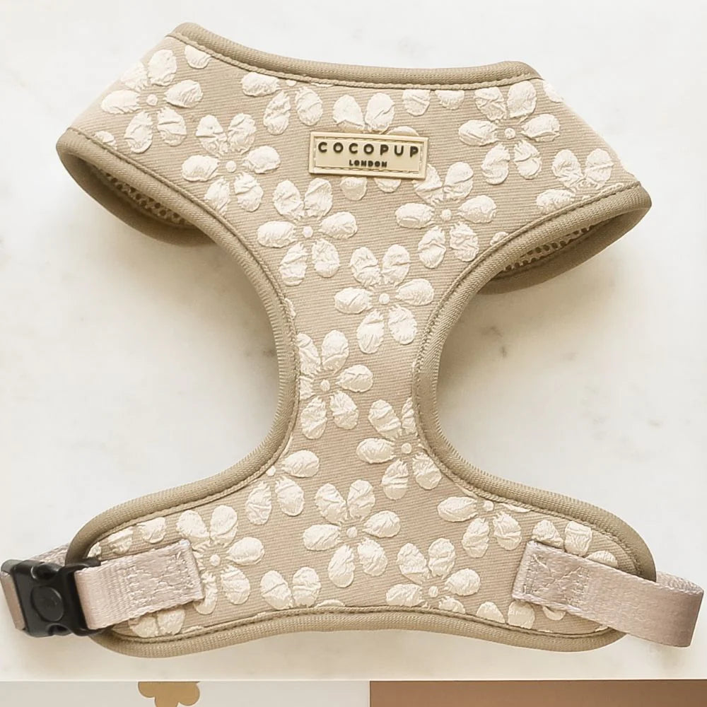 Cocopup London LUXE Adjustable Neck Harness Mocha Flower Ships from Australia