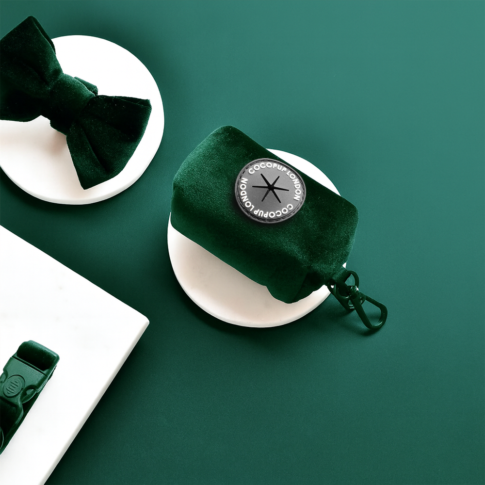 Cocopup London LUXE Poop Bag Holder Forest Green Velvet Ships from Australia